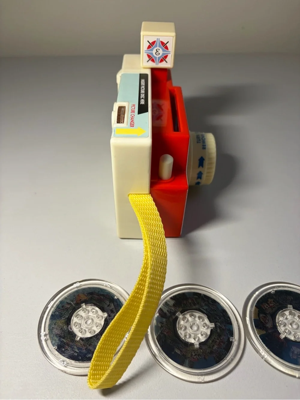 Fisher-Price Red Toy Camera with Yellow Strap and White Lens